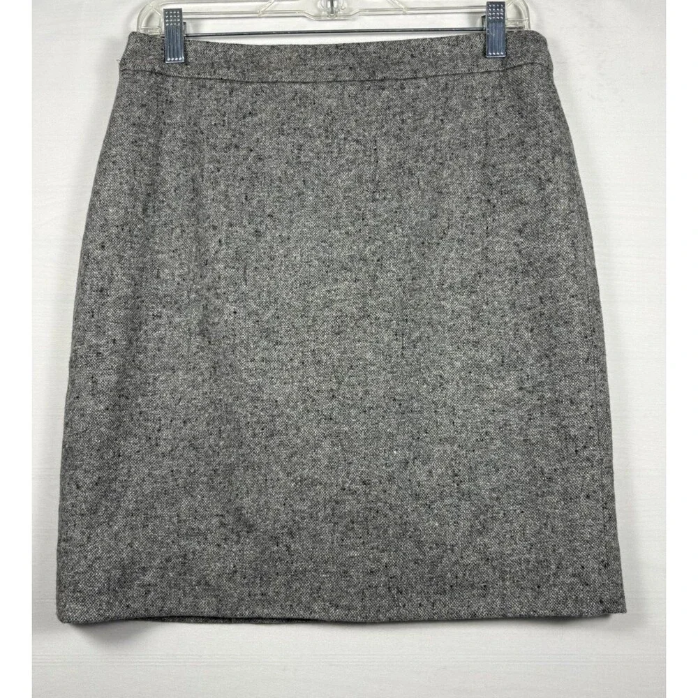 J. Crew Women's Tweed Pencil Skirt   Gray Wool Silk‎ Blend Knee Length Lined 6